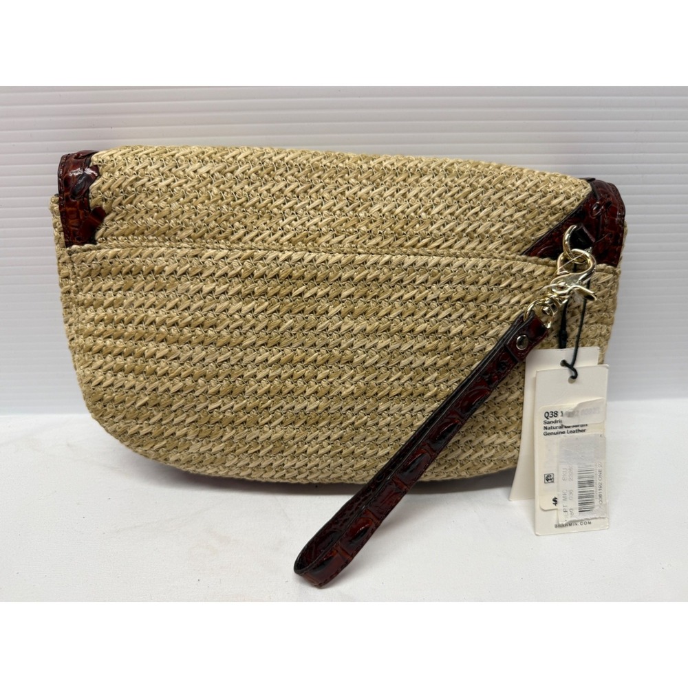 NWT BRAHMIN Le Jardin Collection Sandrine Straw Clutch - Natural w/Floral Accent - Picture 4 of 12